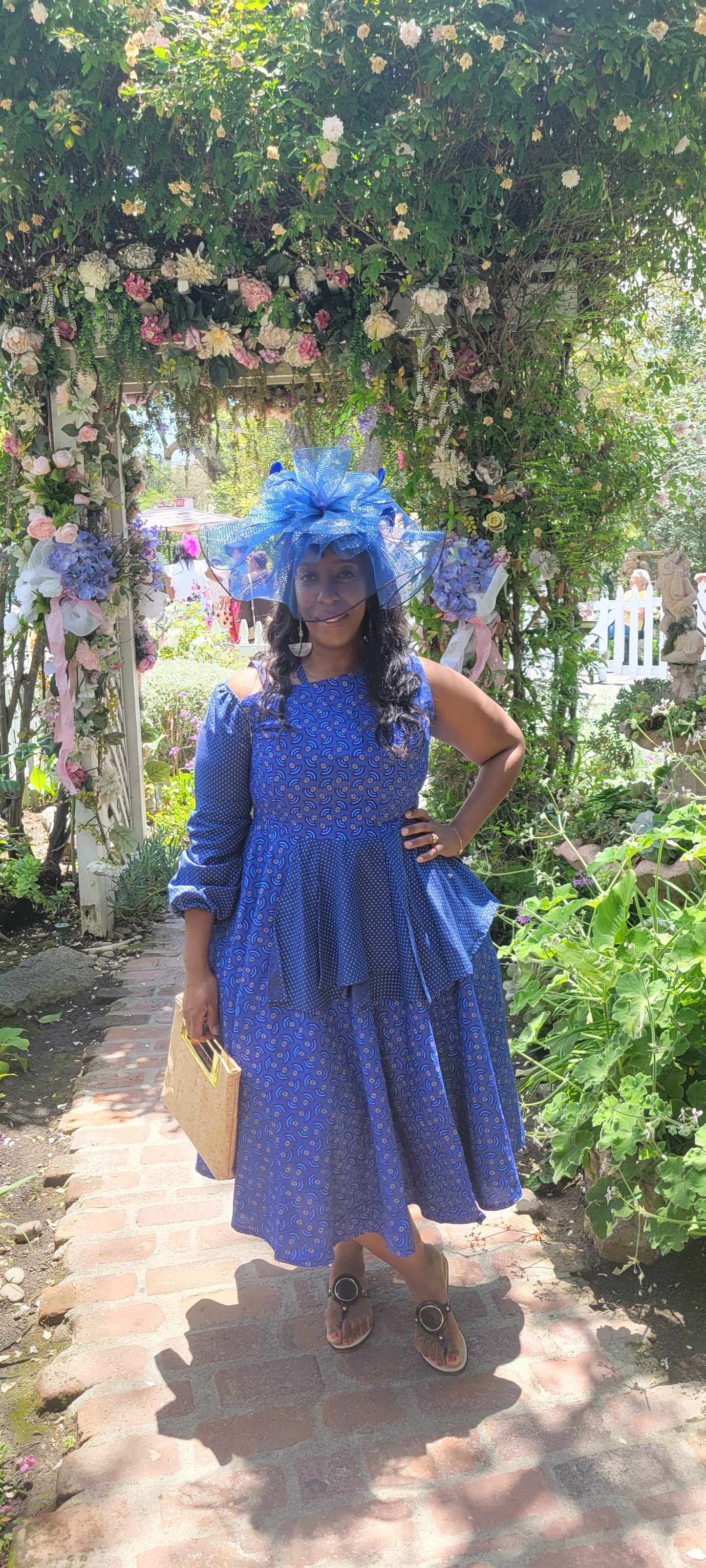 Blue Seshoeshoe Print Dress - Pricing Available upon Request