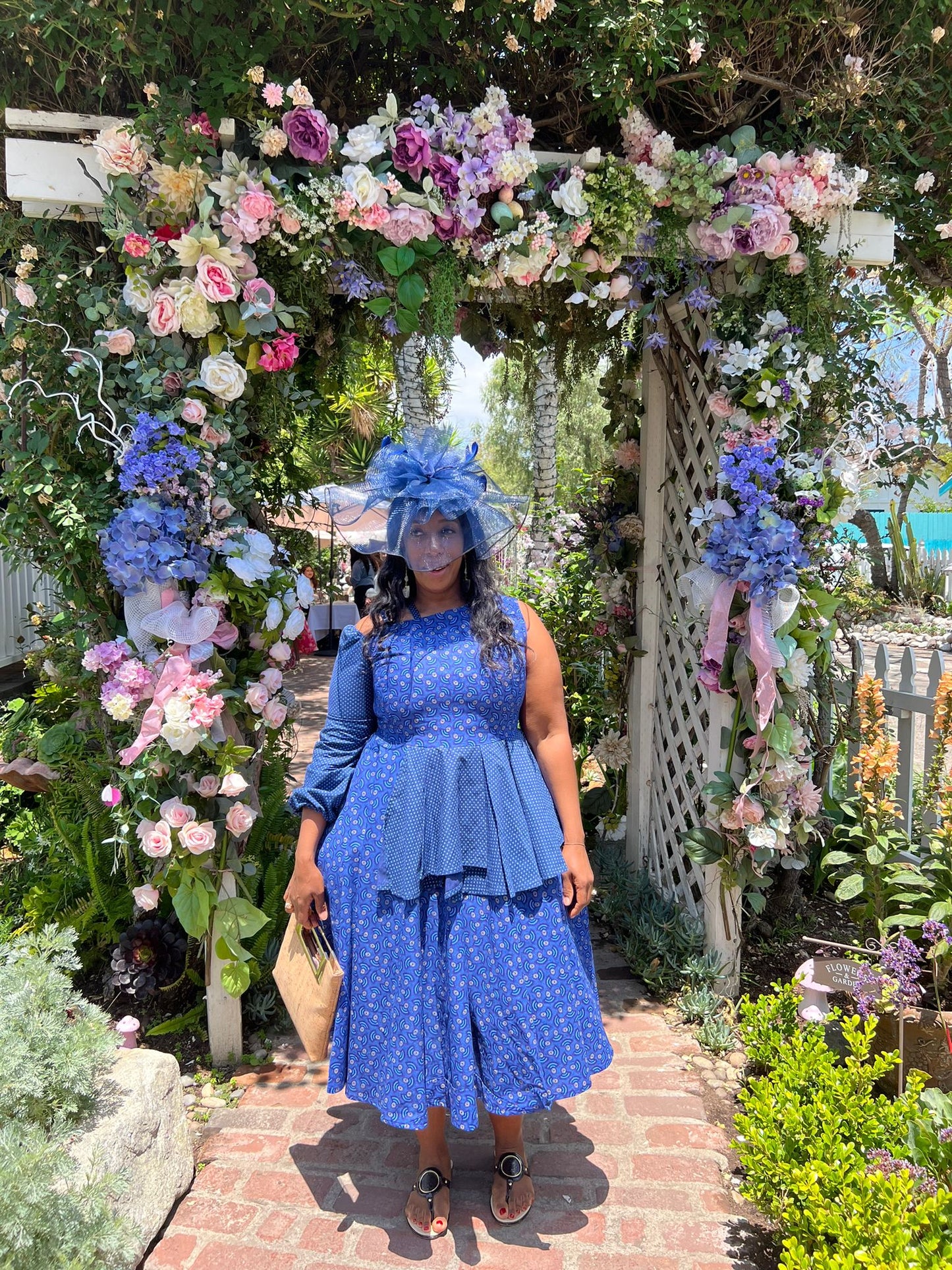 Blue Seshoeshoe Print Dress - Pricing Available upon Request