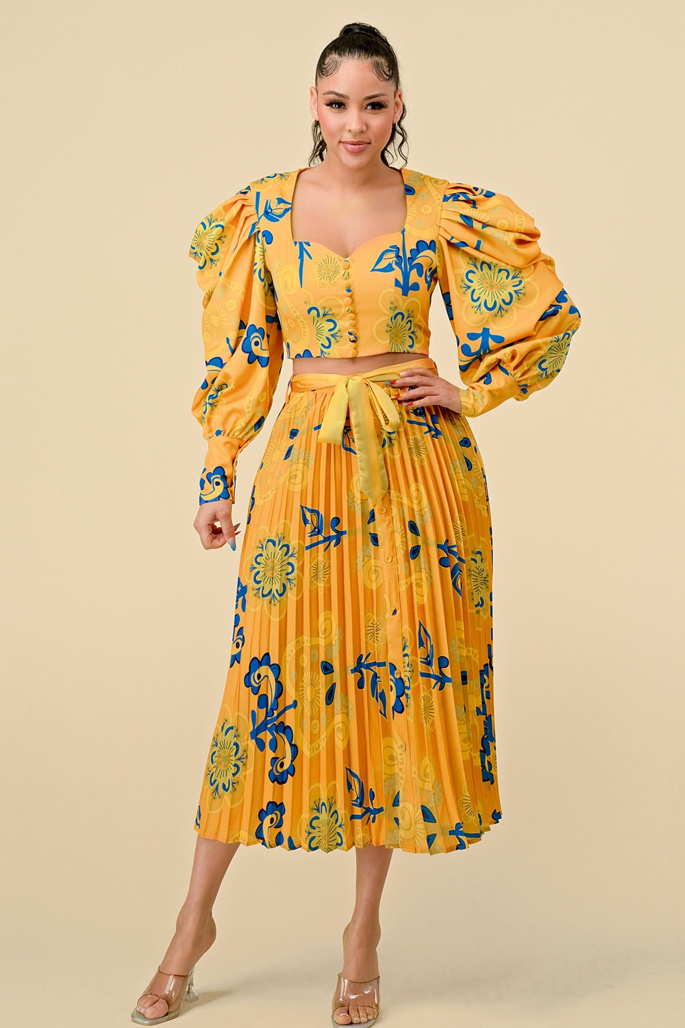 Two Piece Top and Skirt (Yellow)