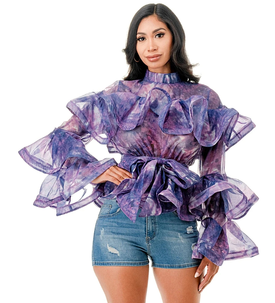 Shades of Purple Ruffle Blouse