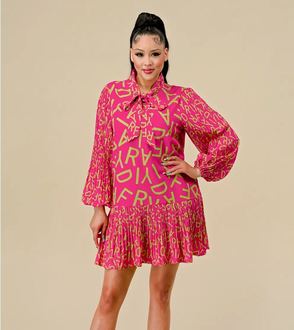 Hot Pink and Lime Cocktail Dress Jentel Hot Pink and Lime Cocktail Dress Jentel