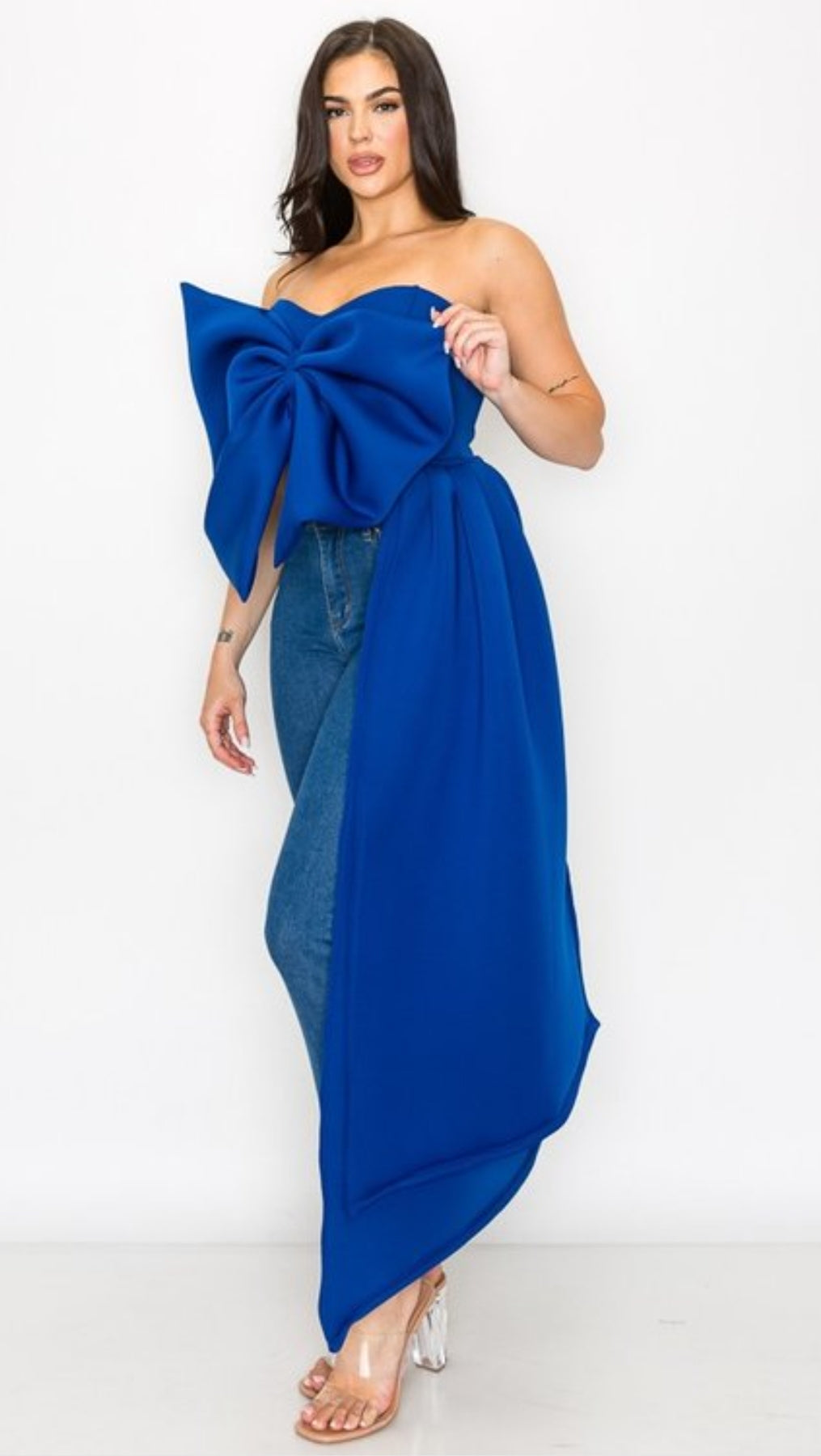 Blue Front Bow Tube top