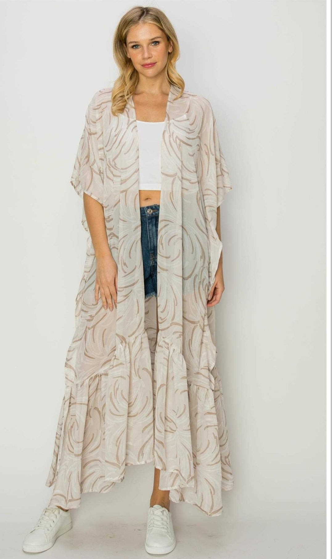 Taupe Chiffon Kimono