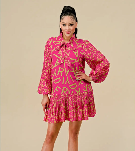 Hot Pink and Lime Cocktail Dress