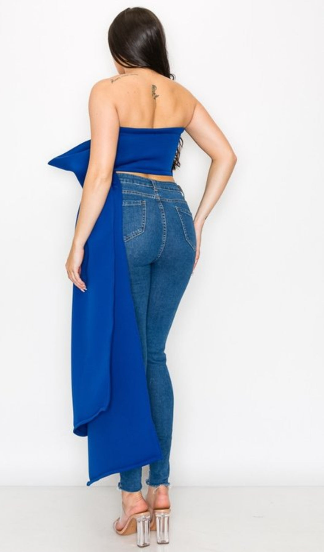 Blue Front Bow Tube top